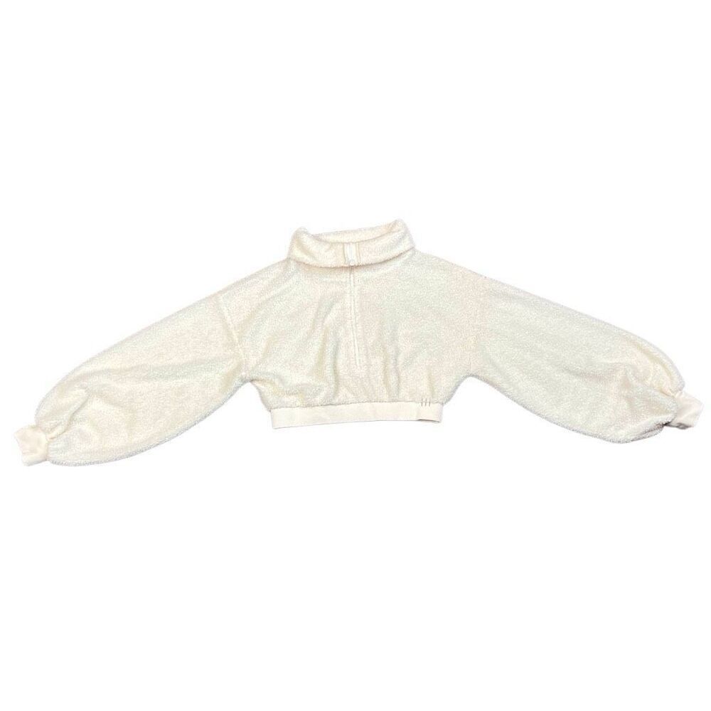 BDG Cream Teddy Bear Cropped Sweatshirt Large